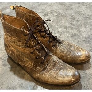 JD Fisk Distressed Vintage Leather  Brown Lace Up  Ankle Boots Men's 12